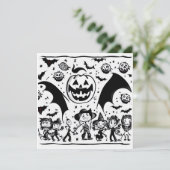 Carte Halloween fiesta en noir et blanc (Debout devant)