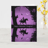 Carte Halloween fille mignonne sorcière et familier (Fleur jaune)