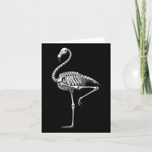 Carte Halloween Flamant rose squelette (Devant)