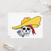 Carte Halloween fumer le crâne avec un dessin de Bandana (Devant/Arrière en situation)