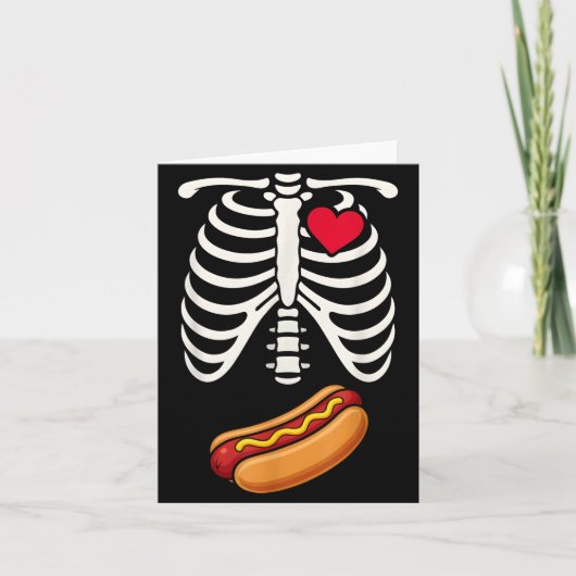 Carte Halloween Funny Skeleton Ribcage Hotdog Food Lover (Devant)