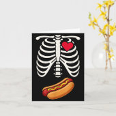 Carte Halloween Funny Skeleton Ribcage Hotdog Food Lover (Fleur jaune)