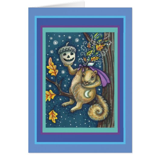 CARTE HALLOWEEN FUNNY, SQUIRREL DE COUCHER (Devant)