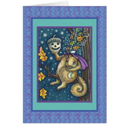 CARTE HALLOWEEN FUNNY, SQUIRREL DE COUCHER (Devant)