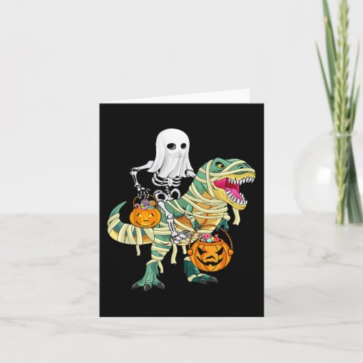 Carte Halloween garçons enfants Squelette équitation Din (Devant)