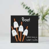 Carte Halloween Ghost Cartoon noir orange amusant plat (Debout devant)