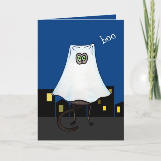 Carte Halloween Ghost Cat - Personnalisable (Devant)
