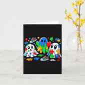 Carte Halloween Ghost Colorful Puzzle Ribbon Autism Awar (Fleur jaune)