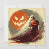 Carte Halloween Ghost et Jack-o'lantern Éffrayant (Devant)