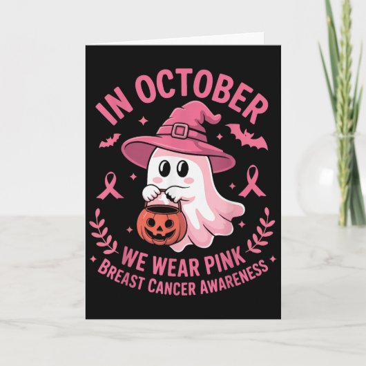 Carte Halloween Ghost In October We Wear Nk Breast Cance (Devant)