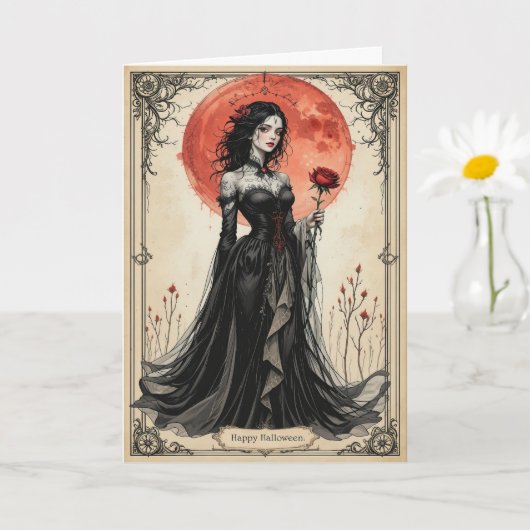 Carte Halloween Glamour gothique Élégance Enchantress fo (Petite plante)