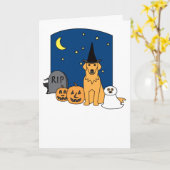Carte Halloween Golden Retriever (Fleur jaune)