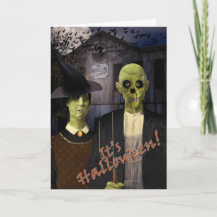 Carte Halloween gothique américain Maison hantée