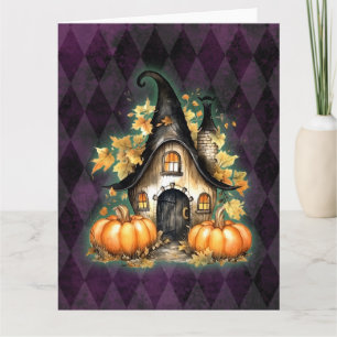Carte Halloween Gothique Automne Fée Cottage Purple Jacq