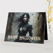 Carte Halloween gothique Nuit de Mystère (Fleur jaune)
