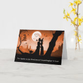 Carte Halloween Grand-fils et petite-fille en droit mign (Fleur jaune)