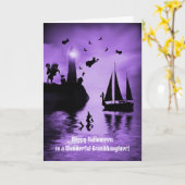 Carte Halloween Grandgirl Fun Mermaid sorcières (Fleur jaune)