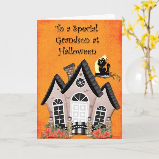 Carte Halloween Grandson (Fleur jaune)