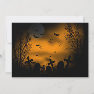 Carte Halloween Graveyard avec chauves-souris et pierres