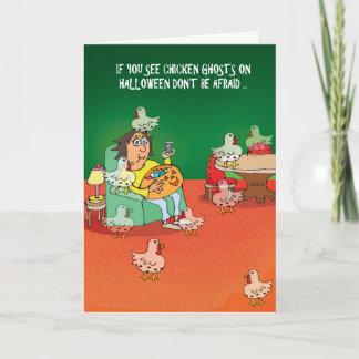 Carte HALLOWEEN GREETING CARD - Fantômes de poulet