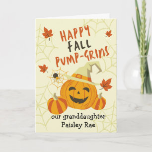 Carte Halloween Grin for Grandgirl mignonne Citrouille