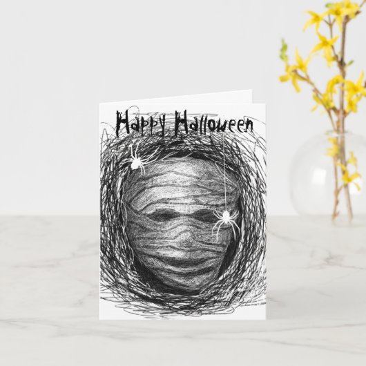 Carte Halloween gris maman (Fleur jaune)