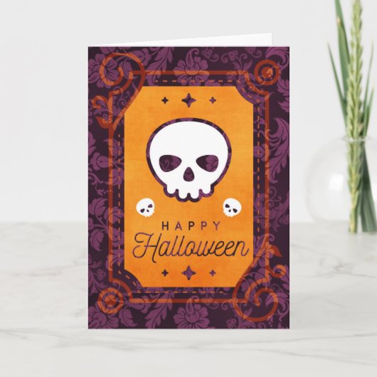 Carte Halloween Happy Crâne blanc (Devant)
