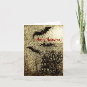 Carte Halloween Hauning Maison Jaune