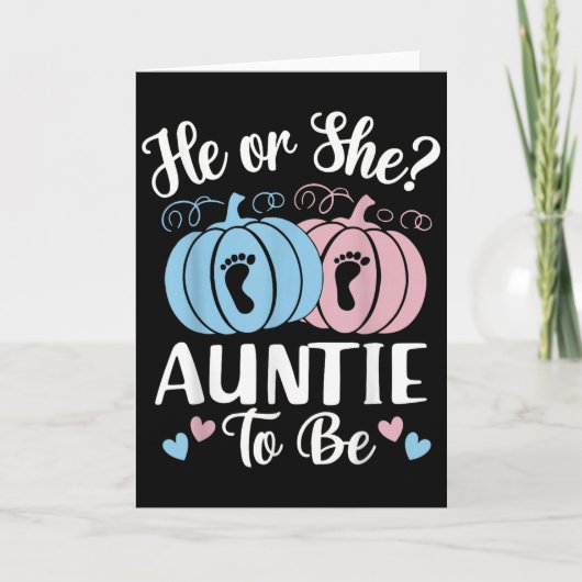 Carte Halloween He Or She Auntie To Be Pumpkin Gender Re (Devant)