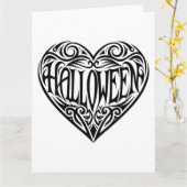 Carte Halloween Heart, Cœur Noir, Vacances (Fleur jaune)