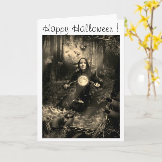 Carte Halloween heureux ! (Fleur jaune)