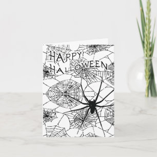 Carte halloween heureux (araignée éffrayante)