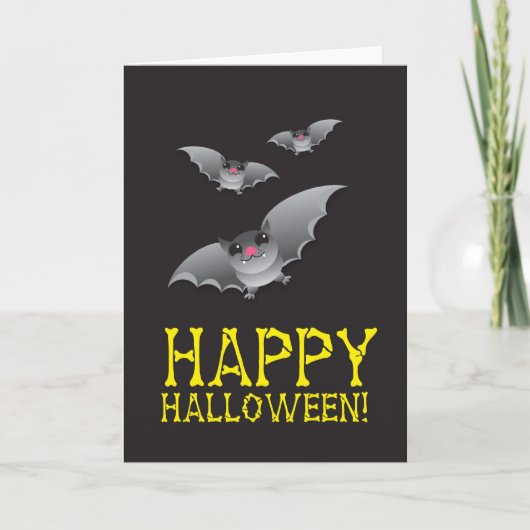Carte Halloween heureux avec timbré mignon (Devant)