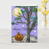 Carte Halloween heureux éffrayant (Fleur jaune)