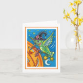 Carte HALLOWEEN HUMMINGBIRD, JACK-O'-LANTERN WHIMSY Blan (Fleur jaune)