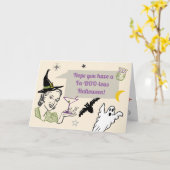 Carte Halloween Humour rétro Faboolous texte personnalis (Fleur jaune)
