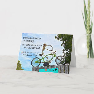 CARTE "HALLOWEEN HUMOUR/THE UNKNOWN BIKER"/CARTE SKELETO
