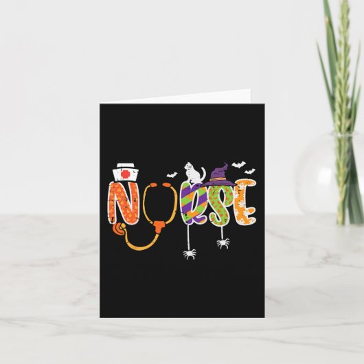 Carte Halloween Infirmière Stethoscope mignonette Scrub (Devant)