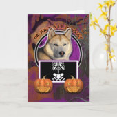 Carte Halloween - juste un cuivre éffrayant de chien de (Fleur jaune)