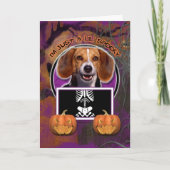 Carte Halloween - juste un Lil éffrayant - beagle (Devant)