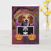 Carte Halloween - juste un Lil éffrayant - beagle (Fleur jaune)
