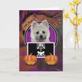 Carte Halloween - juste un Lil éffrayant - cairn - ours (Fleur jaune)
