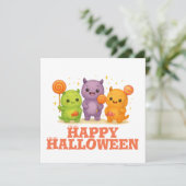 Carte Halloween Kawaii Monsters & Lollipops (Debout devant)