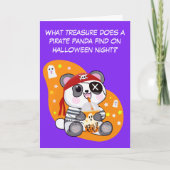 Carte Halloween Kawaii Pirate Panda Boire Boba Tea (Devant)