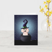 Carte Halloween KiniArt Poodle Witch (Fleur jaune)