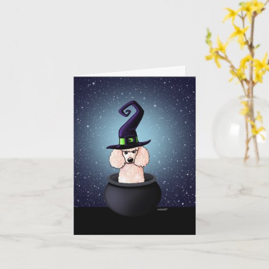 Carte Halloween KiniArt Poodle Witch (Fleur jaune)