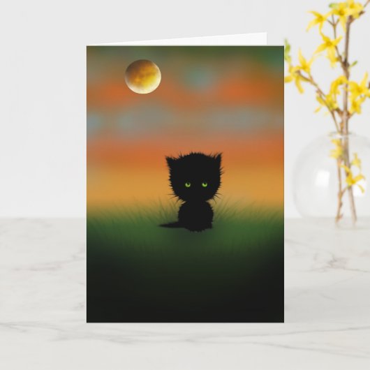 Carte Halloween Kitten par Molly Harrison (Fleur jaune)