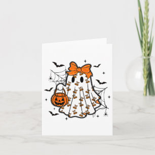 Carte Halloween Lace Ghost Coquette Bow Citrouille Éffra