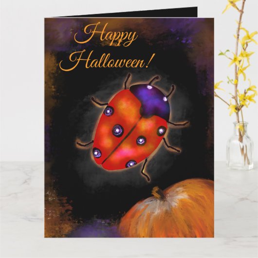 Carte Halloween Ladybug (Fleur jaune)