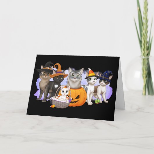 Carte Halloween Les Chats et Équipage 5" x 7" (Devant)